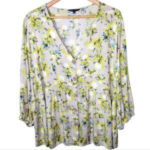 UNIQUE SPECTRUM Boho Floral V-neck Blouse Size 3X